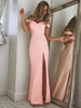Maxikleid Kurzarm Sommerkleider lang Rosa mit Carmenausschnitt für Herbst und Frühling und Verlobungstag maxi kleid gemischten Baumwollen