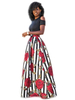 Maxikleid Kurzarm Sommerkleider lang Schwarz Damenmode mit Rundkragen und Rose Muster für Sommer maxi kleid und Straßen-Style Polyester Kleider