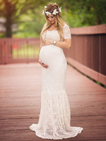 Maxikleid Kurzarm Sommerkleider lang Weiß Damenmode V-Ausschnitt und Sommer und Urlaub maxi kleid Spitze Kleider