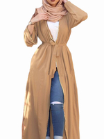 Maxikleid Langarm Sommerkleider lang Khakifarbe Damenmode für Frühling Polyester Kleider maxi kleid