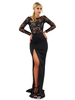 Maxikleid Langarm Sommerkleider lang Schwarz Damenmode mit Rundkragen und Spitzen für Sommer maxi kleid und Cocktail Party Polyester Kleider