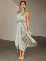 Maxikleid mit einer Schulter ärmelloses lässiges bodenlanges Kleid