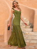 Maxikleid mit Herzausschnitt; ärmelloses Polyester; rückenfreies; langes Kleid