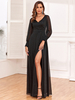 Maxikleid mit V-Ausschnitt Illusionsärmel hoher Schlitz sexy Ballkleider