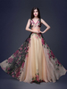 Maxikleid ärmellos Sommerkleider lang Aprikose Damenmode V-Ausschnitt mit Print für Sommer maxi kleid Chiffon Kleider