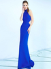 Maxikleid ärmellos Sommerkleider lang Blau Damenmode Halskragen und Sommer und Ball maxi kleid Polyester Kleider