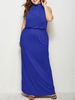 Maxikleid ärmellos Sommerkleider lang Blau Damenmode mit Rundkragen für Sommer und Straßen-Style maxi kleid gemischten Baumwollen Kleider