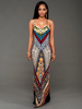 Maxikleid ärmellos Sommerkleider lang Blau Damenmode mit Trägern und Print für Sommer maxi kleid und Straßen-Style Spandex Kleider