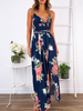 Maxikleid ärmellos Sommerkleider lang Blau mit Rollkragen und Printmuster für Sommer und Frühling maxi kleid und Straßen-Style Polyester