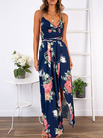 Maxikleid ärmellos Sommerkleider lang Blau mit Rollkragen und Printmuster für Sommer und Frühling maxi kleid und Straßen-Style Polyester