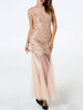 Maxikleid ärmellos Sommerkleider lang Champagner Damenmode mit Rundkragen für Sommer und Abend maxi kleid Tüll Kleider