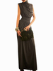 Maxikleid ärmellos Sommerkleider lang Grau Damenmode Halskragen und Sommer und Party maxi kleid Flockseide Kleider
