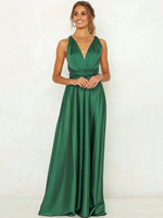 Maxikleid ärmellos Sommerkleider lang Grün Damenmode V-Ausschnitt und Sommer und Frühling und Party maxi kleid Polyester Kleider