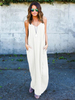 Maxikleid ärmellos Sommerkleider lang Hellgrau mit Trägern für Herbst und Sommer und Frühling und Alltag maxi kleid gemischten Baumwollen