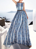 Maxikleid ärmellos Sommerkleider lang Hellschiefergrau Damenmode mit Rundkragen und Print für Sommer maxi kleid und Straßen-Style Polyester Kleider