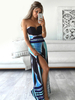 Maxikleid ärmellos Sommerkleider lang Hellschiefergrau Damenmode trägerlos mit Print für Sommer maxi kleid Beach Strand Michartige Seide Kleider