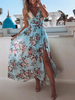 Maxikleid ärmellos Sommerkleider lang Hellschiefergrau Damenmode V-Ausschnitt mit Print für Sommer maxi kleid Büro & Karriere Chiffon Kleider