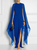 Maxikleid ärmellos Sommerkleider lang Königsblau Damenmode mit Rundkragen für Herbst und Frühling und Party maxi kleid Chiffon Kleider