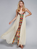 Maxikleid ärmellos Sommerkleider lang milchweiß mit Trägern und Spaghettiträger und Webmuster maxi kleid für Sommer und Openair gemischten Baumwollen