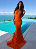 Maxikleid ärmellos Sommerkleider lang Orange Damenmode mit Halter für Sommer und formelle Party maxi kleid Michartige Seide Kleider
