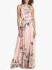 Maxikleid ärmellos Sommerkleider lang Peach Damenmode und Rundhalsausschnitt und Print für Sommer maxi kleid und Abiball Chiffon Kleider