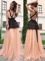 Maxikleid ärmellos Sommerkleider lang Rosa Damenmode mit spitzem Dekolleté und Farbblock für Sommer maxi kleid und Ball Tüll Kleider