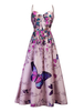 Maxikleid ärmellos Sommerkleider lang Rosa Damenmode mit Trägern und Schmetterling Muster für Sommer maxi kleid und Alltag Polyester Kleider