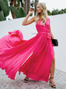 Maxikleid ärmellos Sommerkleider lang Rosarot Damenmode V-Ausschnitt und Sommer und Straßen-Style maxi kleid Chiffon Kleider