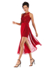 Maxikleid ärmellos Sommerkleider lang Rot Damenmode mit Rundkragen für Sommer und Straßen-Style maxi kleid Chiffon Kleider