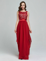 Maxikleid ärmellos Sommerkleider lang Rot Damenmode mit Rundkragen und Jacquardmustern für Sommer maxi kleid und Ball Chiffon Kleider