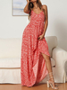 Maxikleid ärmellos Sommerkleider lang Rot Damenmode mit Trägern und Print für Sommer maxi kleid und Alltag Polyester Kleider