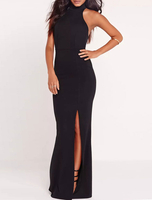 Maxikleid ärmellos Sommerkleider lang Schwarz Damenmode mit Halter für Sommer und Festumzug maxi kleid Polyester Kleider