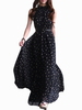 Maxikleid ärmellos Sommerkleider lang Schwarz Damenmode mit Polka-Tupfen für Sommer und Honeymoon maxi kleid Chiffon Kleider
