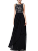 Maxikleid ärmellos Sommerkleider lang Schwarz Damenmode mit Rundkragen und Printmuster für Sommer maxi kleid und Indoor Polyester Kleider