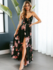 Maxikleid ärmellos Sommerkleider lang Schwarz Damenmode mit Spaghettiträger und Printmuster für Sommer maxi kleid und Straßen-Style Polyester Kleider