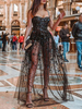 Maxikleid ärmellos Sommerkleider lang Schwarz Damenmode mit Trägern und Glitzer für Sommer maxi kleid und Straßen-Style mit Pailletten bestickt