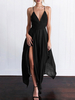 Maxikleid ärmellos Sommerkleider lang Schwarz Damenmode V-Ausschnitt und Sommer und Straßen-Style maxi kleid Chiffon Kleider