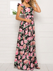 Maxikleid ärmellos Sommerkleider lang Schwarz Damenmode viereckiger Ausschnitt mit Printmuster für Sommer maxi kleid und Alltag Polyester Kleider