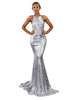 Maxikleid ärmellos Sommerkleider lang Silbrig Damenmode mit Halter und Glitzer für Sommer maxi kleid und formelle Party mit Pailletten bestickt