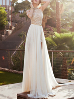 Maxikleid ärmellos Sommerkleider lang Weiß Damenmode mit Halter für Sommer und Alltag maxi kleid Chiffon Kleider