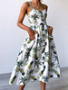 Maxikleid ärmellos Sommerkleider lang Weiß Damenmode mit Trägern und Print für Sommer maxi kleid und Straßen-Style Polyester Kleider