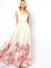 Maxikleid ärmellos Sommerkleider lang Weiß Damenmode V-Ausschnitt mit Farbblock für Sommer maxi kleid Beach Strand Chiffon Kleider