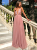 Maxikleid Rosa Sommerkleider lang ärmellos V-Ausschnitt Damenmode maxi kleid Chiffon überdimensional mit Pailletten für Sommer Kleider