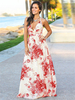 Maxikleid Rot Sommerkleider lang mit Printmuster ärmellos Damenmode und Trägern gemischten Baumwollen und überkreuzten Trägern am Rücken