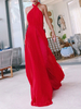 Maxikleid Rot Sommerkleider lang ärmellos mit Halter Damenmode maxi kleid Polyester und Split für Herbst Kleider