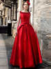 Maxikleid Rot Sommerkleider lang ärmellos mit Rundkragen Damenmode maxi kleid Polyester und rückenfreiem Design und Schleife für Sommer Kleider