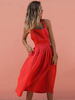 Maxikleid Rot Sommerkleider lang ärmellos mit Trägern Damenmode gemischten Baumwollen und überkreuzten Trägern am Rücken und Falten für Sommer
