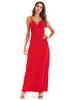 Maxikleid Rot Sommerkleider lang ärmellos mit Trägern Damenmode maxi kleid Polyester und gekreuztem Design und Stricken und Spaghettiträger