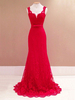 Maxikleid Rot Sommerkleider lang ärmellos V-Ausschnitt Damenmode maxi kleid Polyester mit rückenfreiem Design und Spitzen für Sommer Kleider
