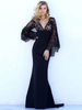 Maxikleid Schwarz Sommerkleider lang 3/4 Ärmel V-Ausschnitt Damenmode maxi kleid Polyester im Meerjungfrau-Style mit Spitzen für Sommer Kleider